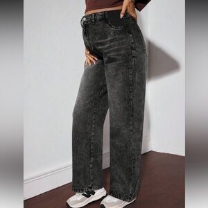 SHEIN Black Wash Straight Leg Women's Maternity Jeans